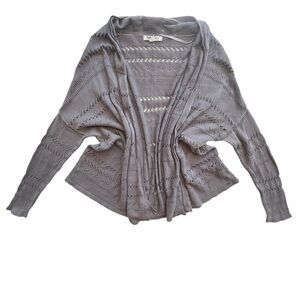 Roxy Women’s M Gray Long Sle Cutout Tight Knit Lightweight Open Sweater Cardigan